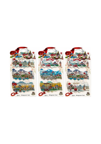 İstanbul Temalı Silikon Buzdolapı Süsü Magnet 3'lü Set Alk5811