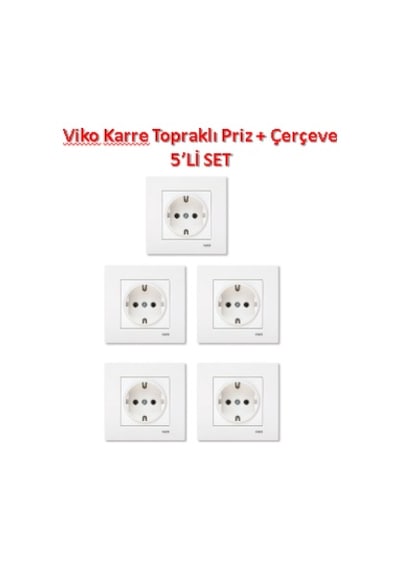 Viko Karre Topraklı Priz + Çerçeve 5'Li Set