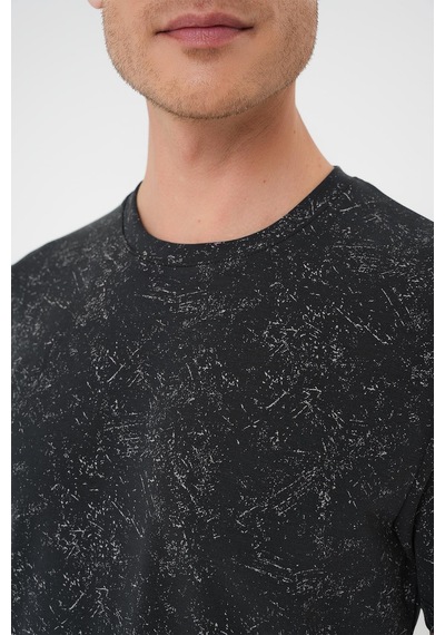 Efor Comfort Fit Bisiklet Yaka Batik Görünmlü Kısa Kol Casual Siyah Tişört Ts 905 Siyah