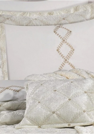 Goldroom Asalet 12 Parça Secaddeli Çeyiz Seti. Krem