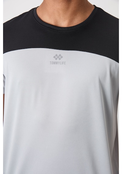 Tommy Life Gri Polyester Nefes Alan Dokulu İnce Esnek Standart Fit Erkek Performans T-shirt - 88386 Gri