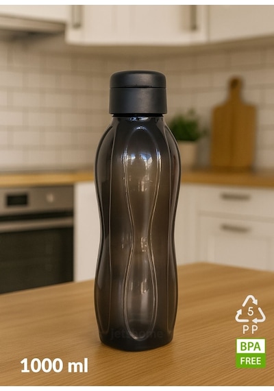 2 Li Su Şişesi Seti 1000 Ml Matara, Bpa Free, Ev-iş-spor İçin Siyah-mürdüm Pp-5 Siyah - Mor