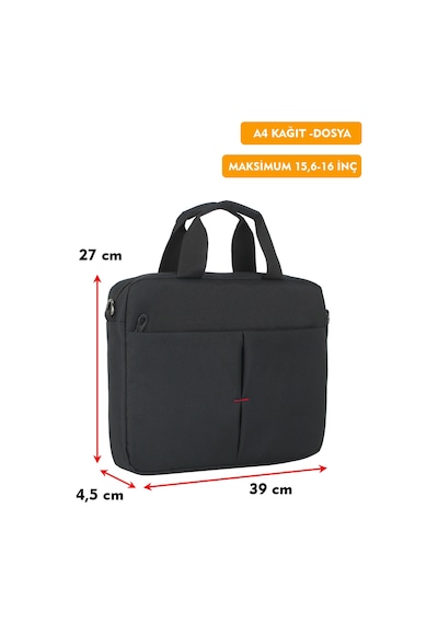 15,6"-16" İnç Laptop Evrak Çantası Tablet A4 Kağıt Ve Dosya Uyumlu Darbe Emici Koruma Omuz Askılı Siyah