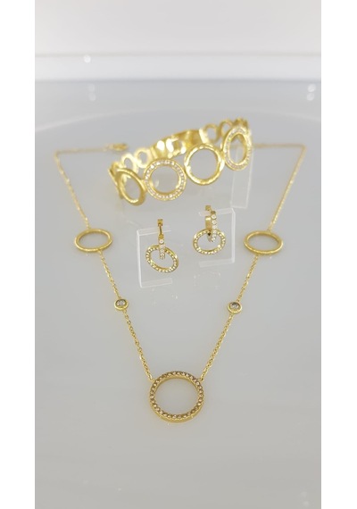 Aura Steel Gold Çelik Takı Seti Gümüş - Rose Gold
