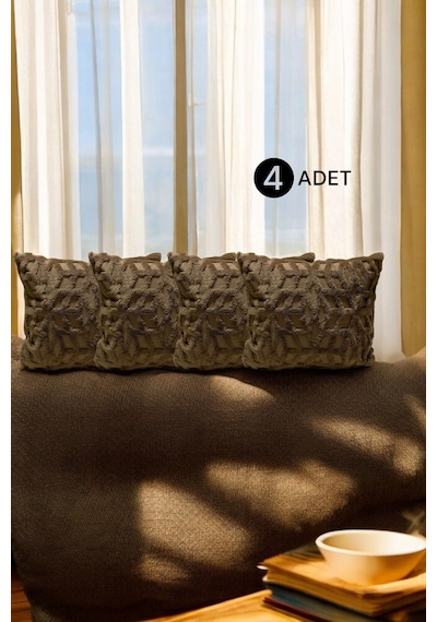 Bohem 4'lü Dekoratif Yastık Kılıfı Kırlent Kılıfı 43x43 Cm Kahverengi Etnik Dsn Kahverengi