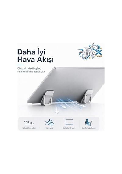 Primex Px-al02 Yapışkanlı Katlanabilir Notebook Ve Tablet Yükseltici Mini Stand, Ergonomik Laptop Yükseltme Aparatı, Taşınabilir Masaüstü Telefon, Tablet, Klavye, Notebook İçin Çok Amaçlı Stand