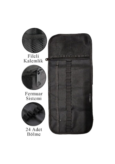 A5 Telli Eskiz Defteri Spiralli Karakalem Rulo Kalemlik Siyah 24 Bölmeli Kömür Füzen Dereceli Kalem Gölgeleme Dağ