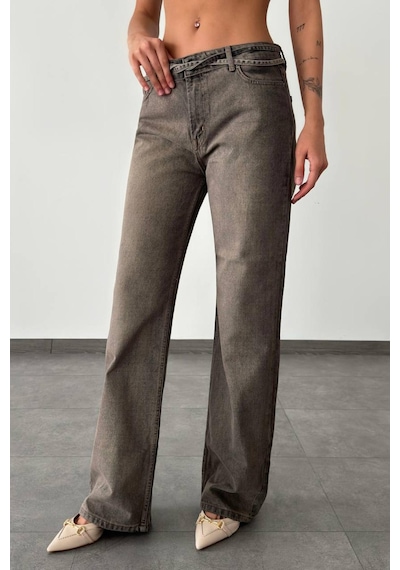 Lacarino 7620 Relax Fit Kadın Jean Pantolon Kahve Tint