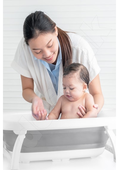 Bebek Küvet Seti - Katlanır Küvet - Kova ve Maşrapa Yer Kaplamaz Akordiyon Banyo Set - Katlanabilir Bebe Küvet Seti
