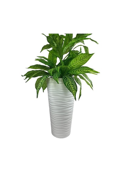 Yapay Çiçek Yukka Sarı Damarlı Salon Bitkisi Beyaz Uzun Kumsal Vazoda 120cm 60yaprak