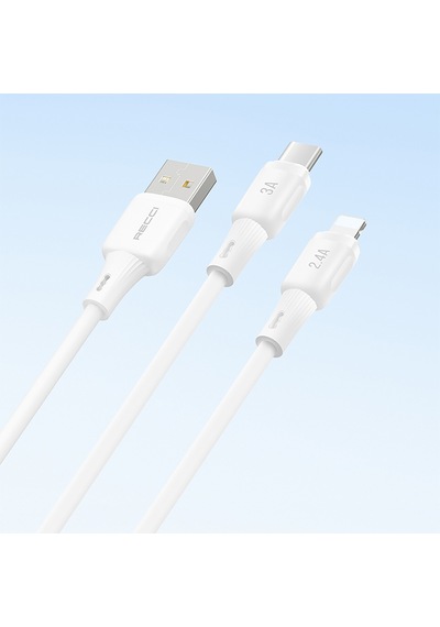 Recci Rs52l Usb-a To Lightning 2.4a Hızlı Şarj Özellikli Data Ve Şarj Kablosu 1m Beyaz