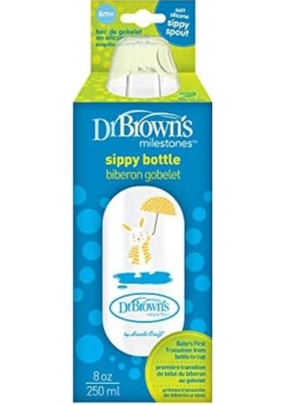 8 Oz/250 Ml Pp Dar Ağız + Sippy Biberon Bardak, Tavşan, Tekli Paket Açık Kahverengi