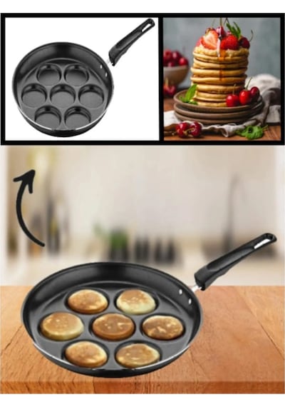 Papilla Sabit Saplı Pankek Tava - 7 Gözlü Kahvaltı Pancake Tavası