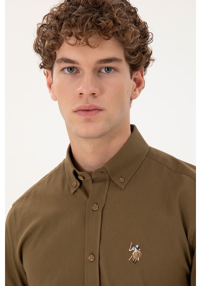 U.s. Polo Assn. Erkek Haki Gömlek Desenli 50292088-vr027 Haki