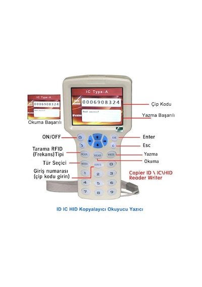 Zx-08cden 10 Frekans Rfid Okuyucu Yazıcı Kopyalayıcı El Tip Kutu 2.8 Ekran Sesli İkaz Nfc Şifreli K