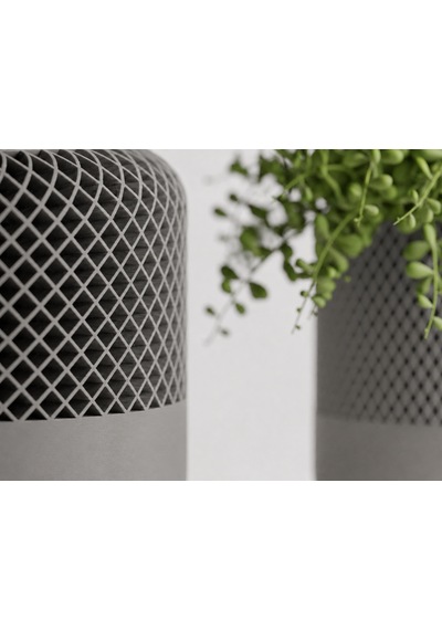 3d Baskı Modern File Desenli Dekoratif Saksı - Minimal Çiçek Saksısı, Ev Ve Ofis Bitki Saksısı-gri