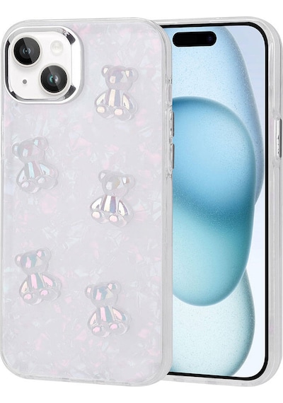 Nourthkiingdom Apple Uyumlu iPhone 14 Kabartma Figürlü Parlak Nrtk Eralli Silikon Kılıf-ayı Ayı
