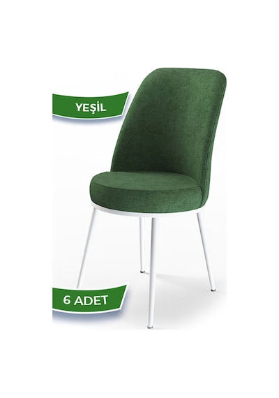 Canisa Concept Dexa Serisi Yeşil Renk 6 Adet Sandalye, Renk Yeşil, Ayaklar Beyaz Yeşil
