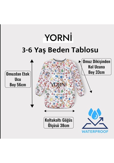 3-6 Yaş Çocuk Aktivite Önlüğü, İkili Set, Uzun Ve Kısa Kollu, Su Geçirmez, Makinede Yıkanabilir
