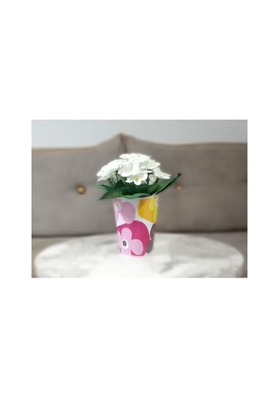 Vazo Dahil,vazo Dahil,vazoda Çiçek,beyaz Yapay Çiçek,vazo Dekoratif Kırmızı Papatya 7x7x16cm Diğer