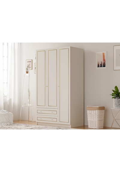 Rabi Mobilya Gold Country 3 Kapaklı 2 Çekmeceli Mega Gardırop