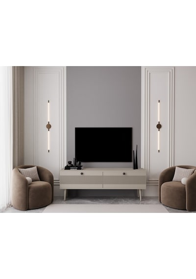 Melura Tv Ünitesi - Tv Sehpası 140 Cm %100 Mdf Lake Ahşap Ayaklı Kumtaşı