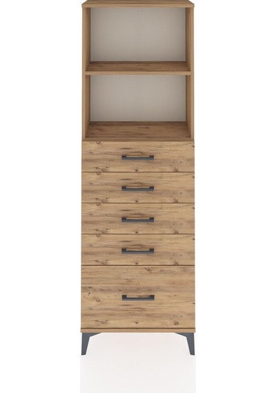 Arges Dolap 2 Raflı 5 Çekmeceli 60x30x182 Çam-çam Atlas Çam