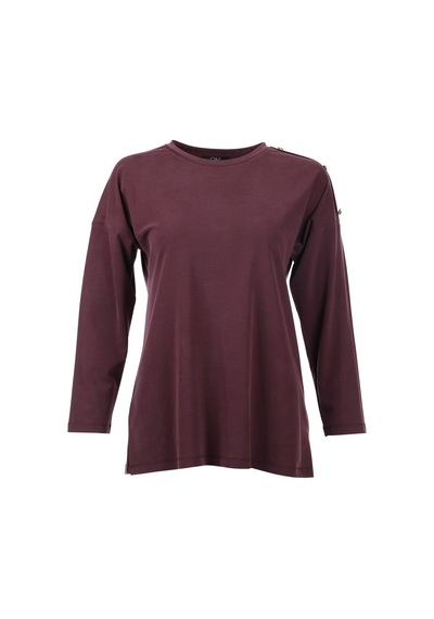 On Kadın Oversize Uzun Kol Minimalist Bluz - Rahat Ve Şık Bordo