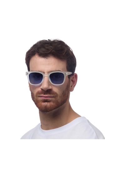 Okkia Giovanni Mavi Lens Unisex Güneş Gözlüğü Beyaz Şeffaf