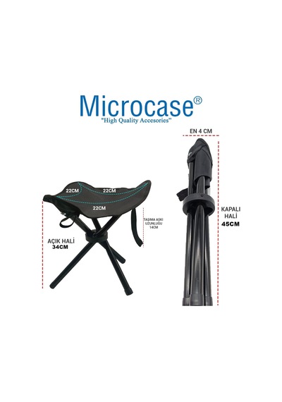 Microcase Çok Amaçlı Katlanabilir Seyahat Kamp Balıkçı Metro Metrobüs Tramvay İçin Tabure 34 Cm 2 Adet Al5337 Çok Renkli
