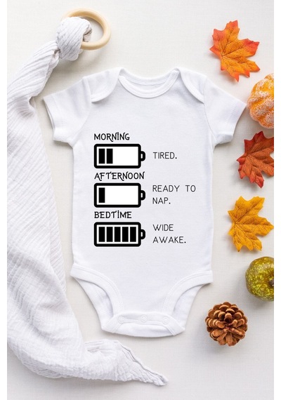 Babylimon Unisex Yoh Beyaz Heri Desenli Kısa Kol Body Beyaz - 101528350 Beyaz