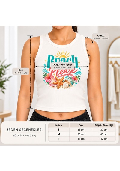 Bk Gift Sıfır Kol Fitilli Crop Bluz - Esnek Likralı Günlük Crop-7 Beyaz
