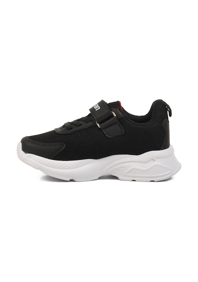 Siyah Kırmızı Fileli Cırtlı Unisex Çocuk Spor Ayakkabı Ruffon P Siyah-Kırmızı