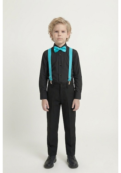 Mnk Baby & Kids Renkli Gömlekli Erkek Çocuk Takım M00788 Turkuaz