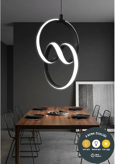 Lzy Avize Store Signature Siyah Avize Modern Salon, Mutfak, Çocuk Odası Ve Antre Aydınlatma Siyah 1.model