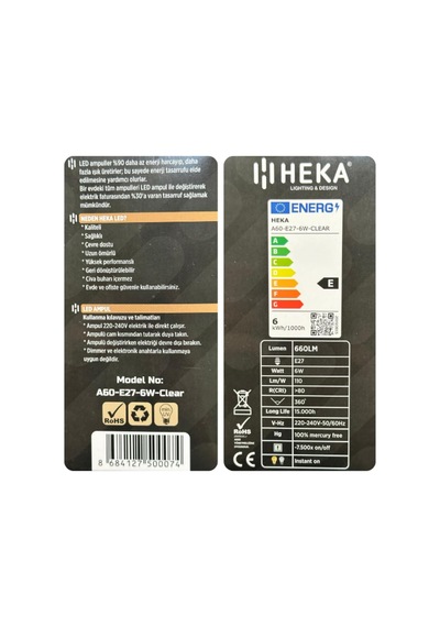 Led Ampul, 6w 51w , 6500k Beyaz Işık, E27 Duy, Şeffaf, 8 Adet Diğer