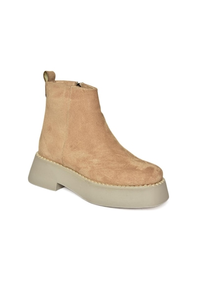 Fox Shoes R820190202 Ten Süet Kalın Tabanlı Kadın Bot Ten