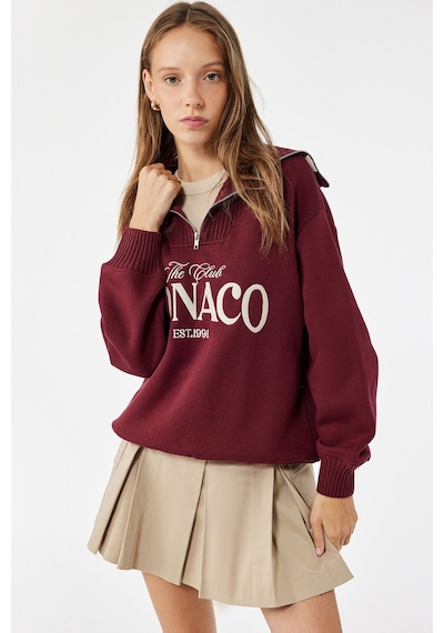 Koton Kadın Baskılı Sweatshirt Bordo