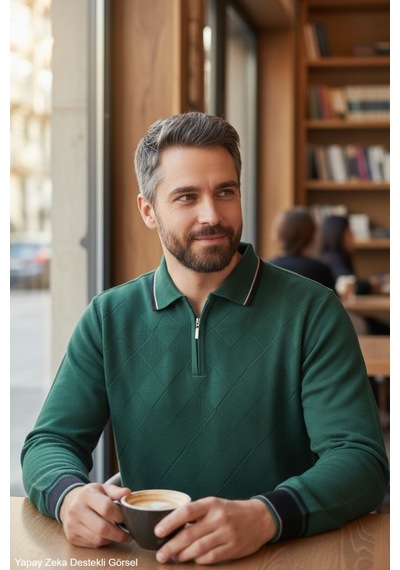Kamalı Erkek Nefti Tüylenme Yapmayan Anti-pilling Standart Fit Normal Kesim Premium Polo Yaka Triko Kazak Kamalı Erkek Nefti Tüylenme Yapmayan Anti-pilling Standart Fit Normal Kesim Premium Polo Yaka Triko Kazak
