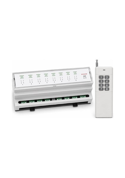 Sanec 220v 8 Kanal Optokuplörlü Röle Rt-109 Ray Tipi Kutu + 1 Adet 433 Mhz Uzun Menzil Kumanda 3000 Metre