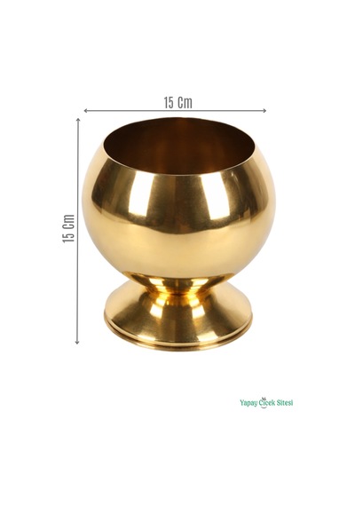 Yapay Çiçek Sitesi Metal Dekoratif Küre Saksı 15 Cm Altın
