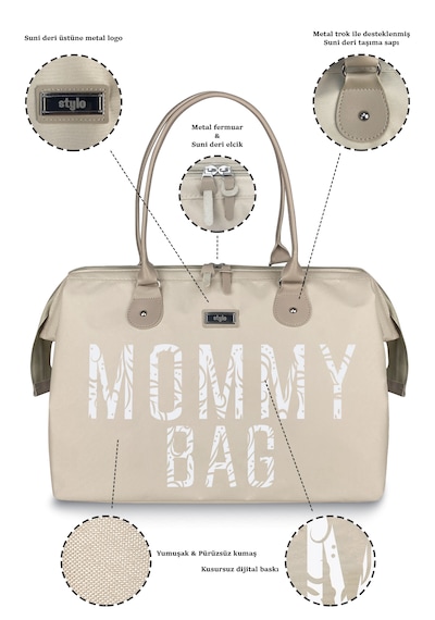 Stylo Mommy Bag Usa Anne Bebek Bakım Ve Kadın Çantası Beıge Bej