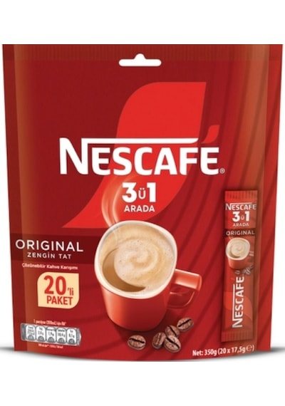Nescafe 3'ü 1 Arada Original Kahve 20'li-192 Çözünebilir