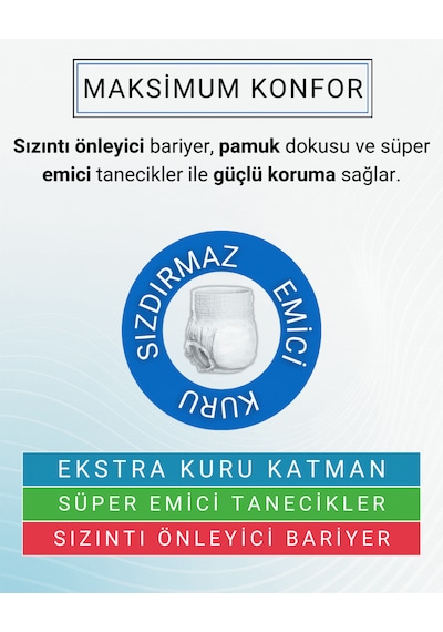 Yetişkin Hasta Emici Külot Bez X-Large 8 Adet - Koku Kontrollü,  Ekstra Kuru Katmanlı