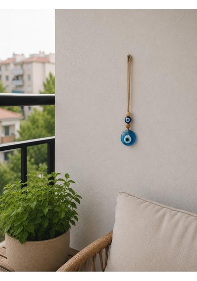 Nazar Boncuğu Dikiz Aynası Süsü Mavi Renkli 4 Cm Duvar Süsü El Yapımı Cam Kapı Süsü