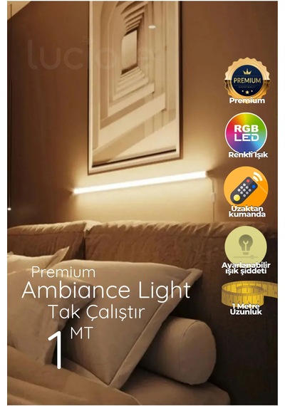 Çok Renkli Led Abajur Yapışkanlı 1 Metre Her Alana Uygun Uzaktan Kumandalı Cpink1