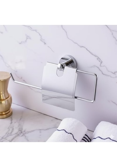 Kapalı Kağıt Havluluk Krom Gümüş Metal Duvara Monte Vidalı Banyo Tuvalet Mutfak Kağıt Havluluk 25 Cm Diğer