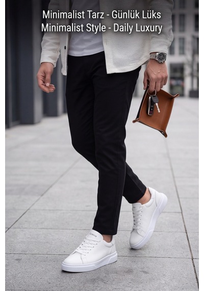 Liarca Asterio %100 Hakiki Deri Sararmayan Faylon Taban Sneaker Klasik Beyaz Ayakkabı