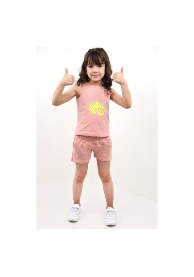 Toontoy Kids Toontoy Kız Bebek 2'li Takım Baskılı Bisiklet Yaka T-shirt & Beli Lastikli Cepli Şort Mercan Toontoy Kids Toontoy Kız Bebek 2'li Takım Baskılı Bisiklet Yaka T-shirt & Beli Lastikli Cepli Şort Mercan