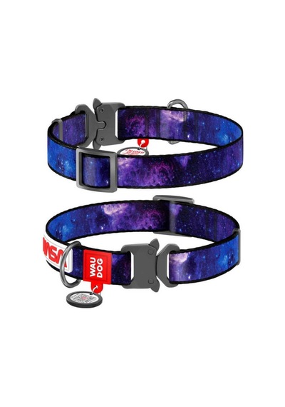 Waudog Nylon Dog Collar With Qr-passport, "nasa21" Design, Metal Fastex, S, W 20 Mm, L 24-40 Cm Mor
